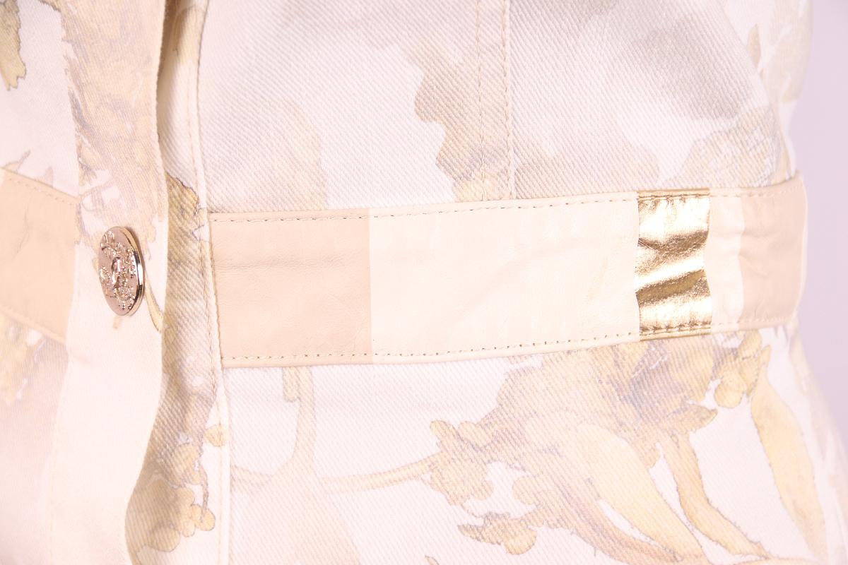 Chanel 2018 Greece Gold Leather White Denim Mini Dress For Sale 1