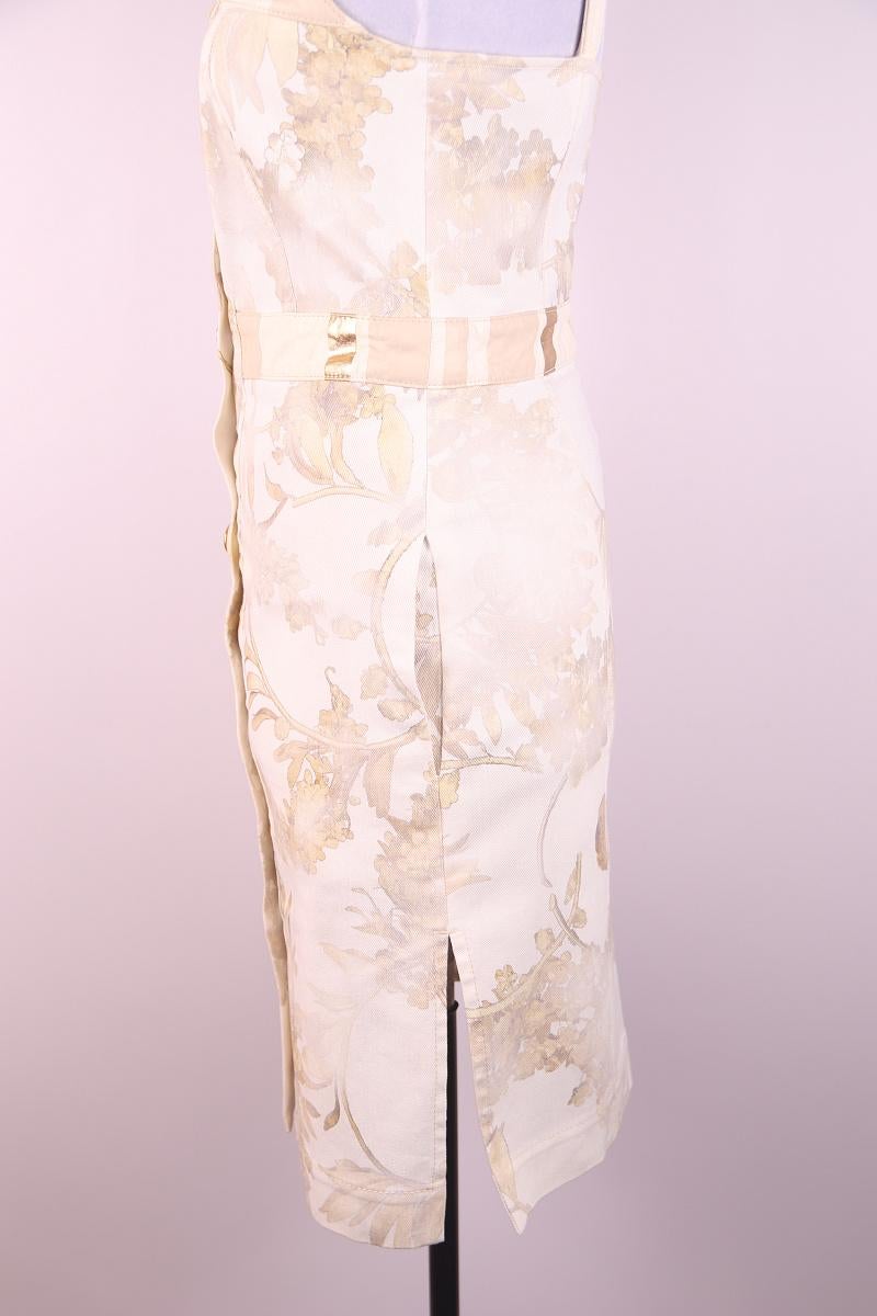 Chanel 2018 Greece Gold Leather White Denim Mini Dress For Sale 3