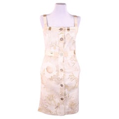 Chanel 2018 Greece Gold Leather White Denim Mini Dress