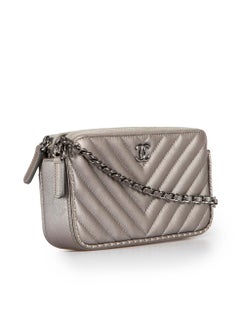 Chanel 2018 Gunmetal Leather Wallet on Chain