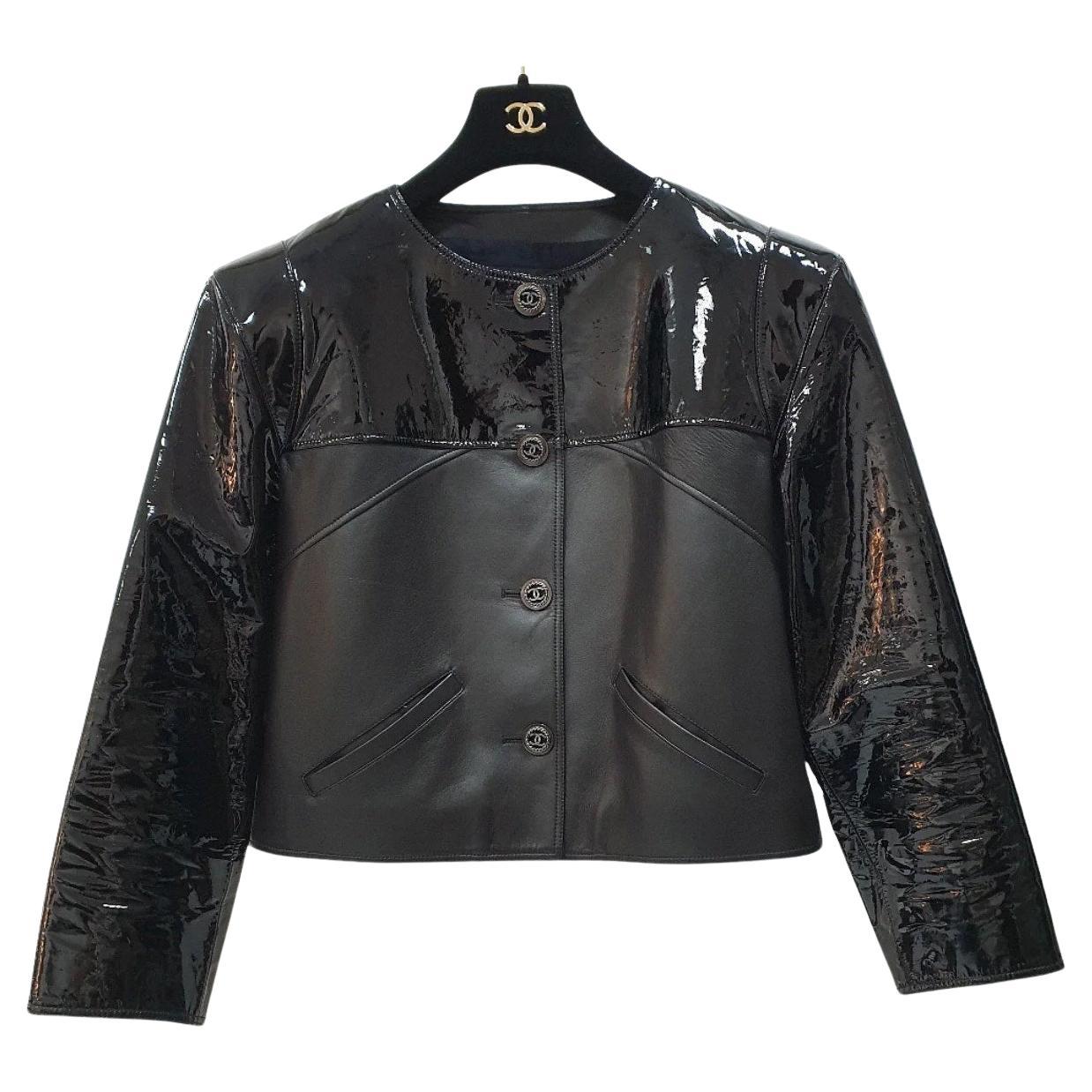 Chanel 2018 - Veste motard en cuir d'agneau  Sz.40