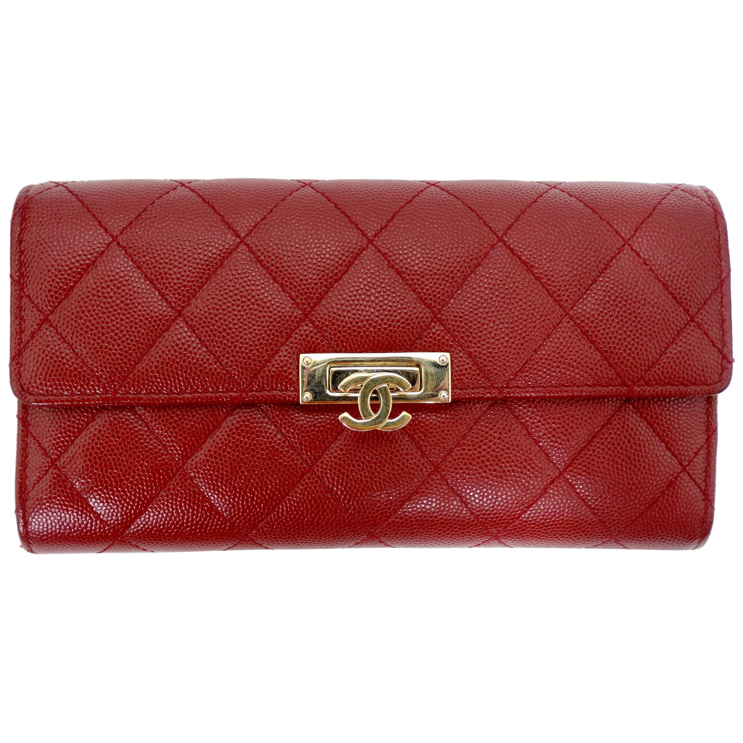 Chanel 2018 Lipstick Red Gussest Flap Wallet 