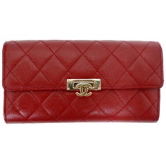 Chanel 2018 Lipstick Red Gussest Flap Wallet