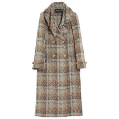 Chanel 2018 Manteau Large FR34 Oversized Grey Gold Tweed Trench Coat UK6 US4