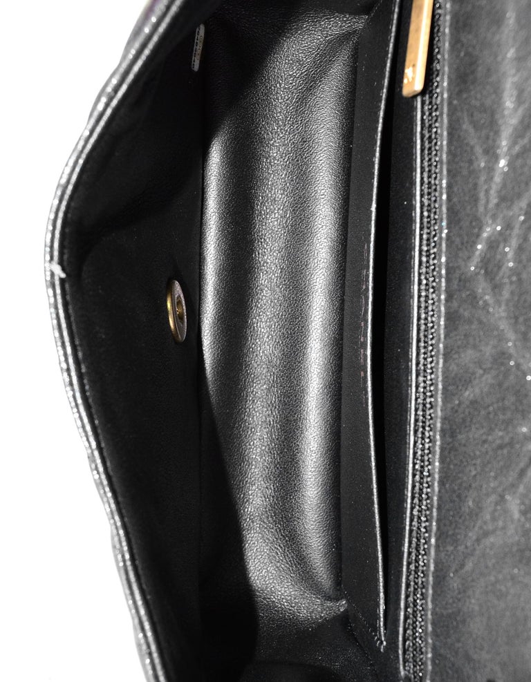 Chanel 2018 Metallic Black Chevron Quilted Rectangular Mini Flap ...