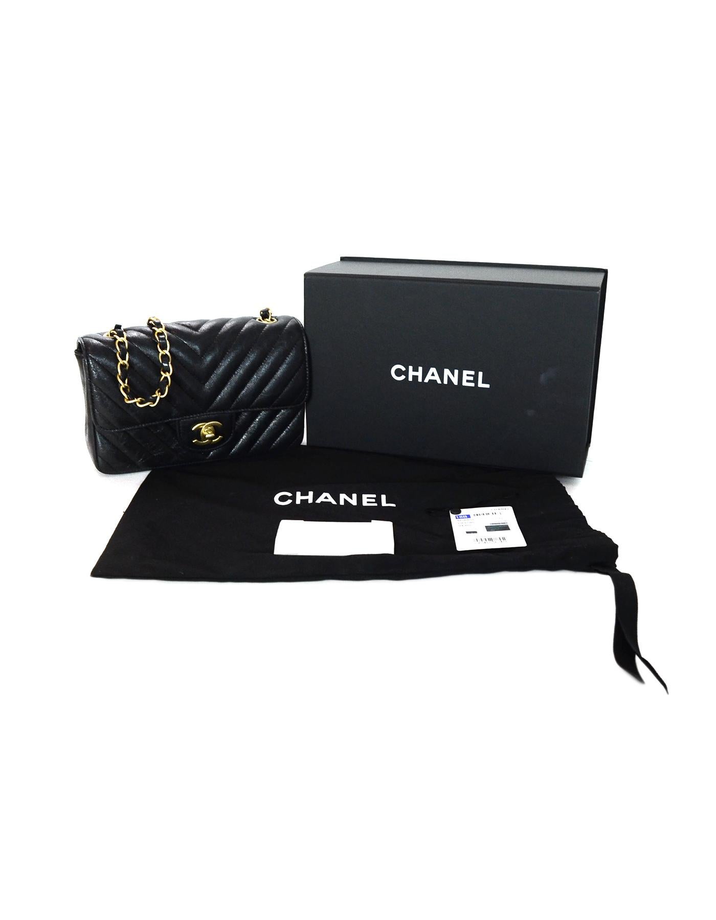 Chanel 2018 Metallic Black Chevron Quilted Rectangular Mini Flap Crossbody Bag 5