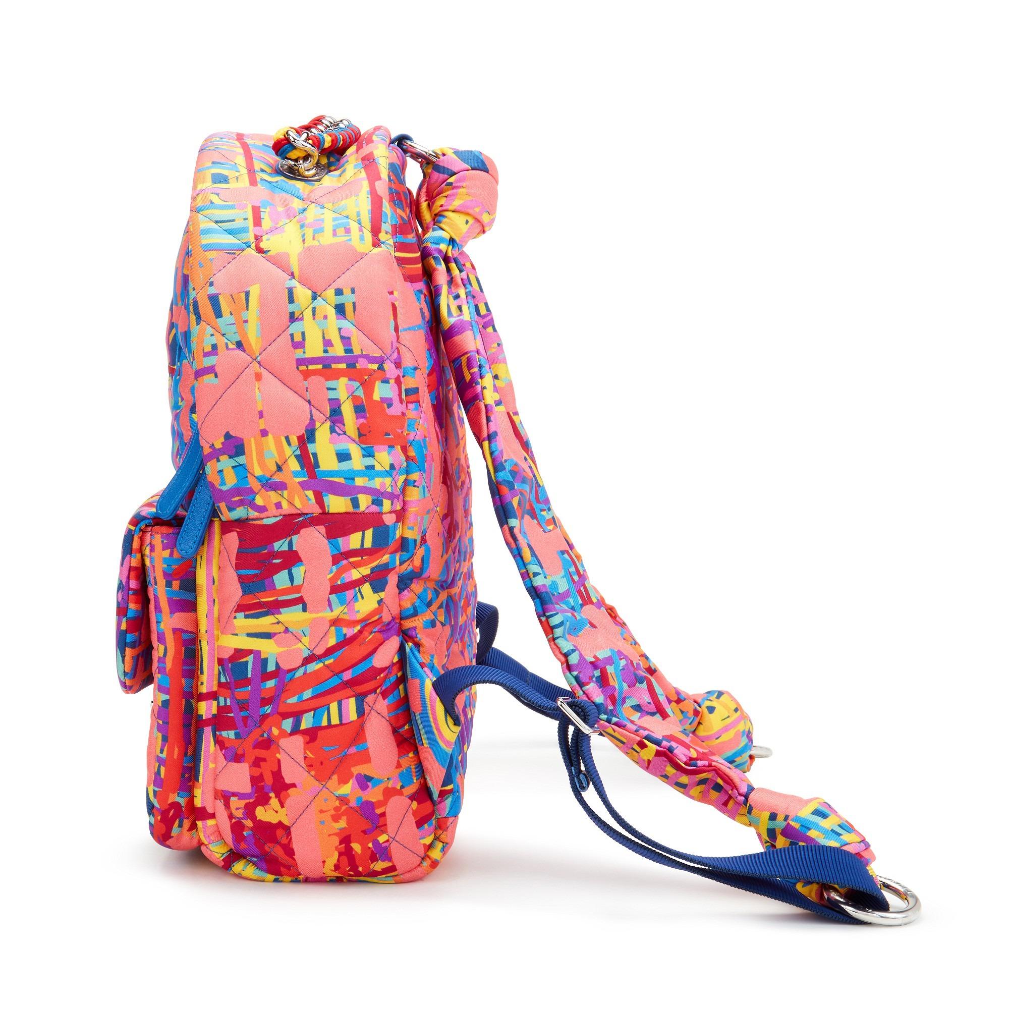 Women's or Men's Chanel 2018 Multicolour Graffiti Medium Cloth Backpack For Sale