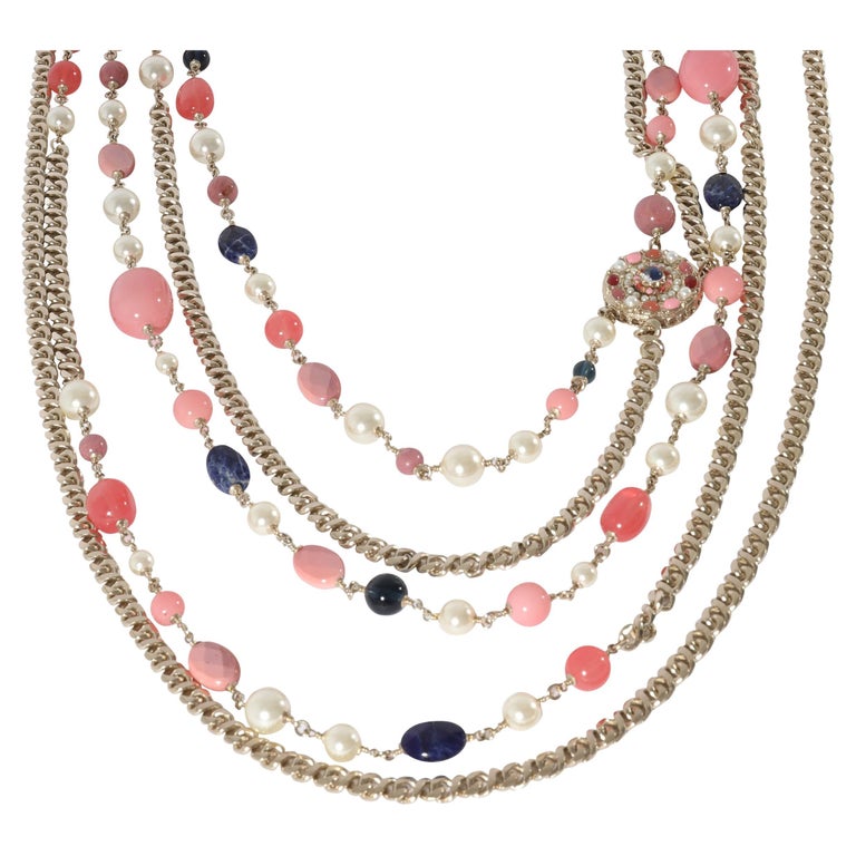Chanel Gripoix, Strass, & Faux Pearl CC Station Necklace