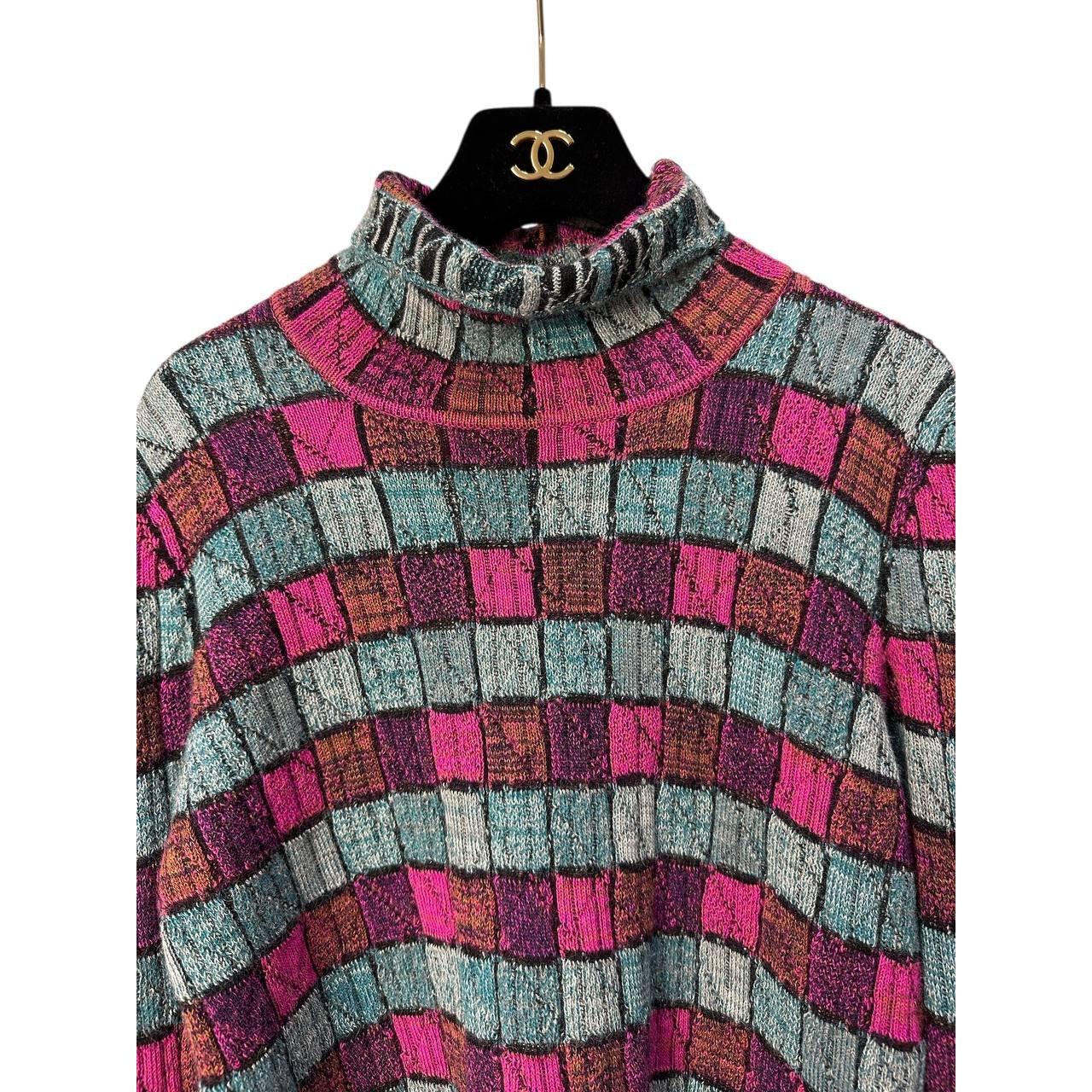 Noir Chanel 2018 Paris-Hamburg Bleu Pull à col roulé rayé Sz.38 en vente