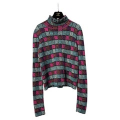 Chanel 2018 Paris-Hamburg Bleu Pull à col roulé rayé Sz.38