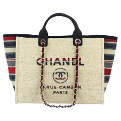 Chanel 2018 Paris-Hamburg Medium Deaville Leather and Canvas Tote Bag 