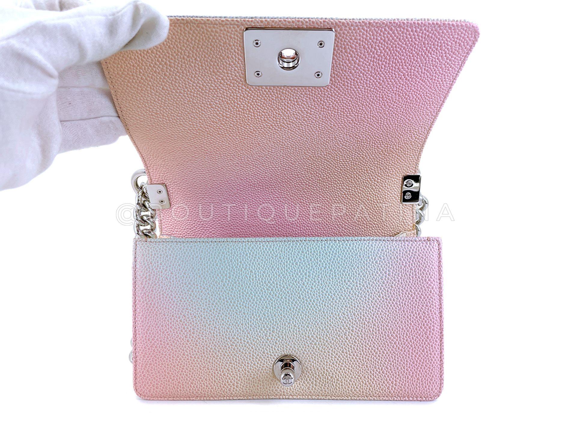 Chanel 2018 Pastel Rainbow Caviar Small Boy Flap Bag SHW 68414 5