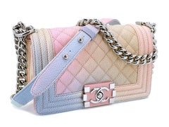 Chanel 2018 Pastel Rainbow Caviar Small Boy Flap Bag SHW 68414