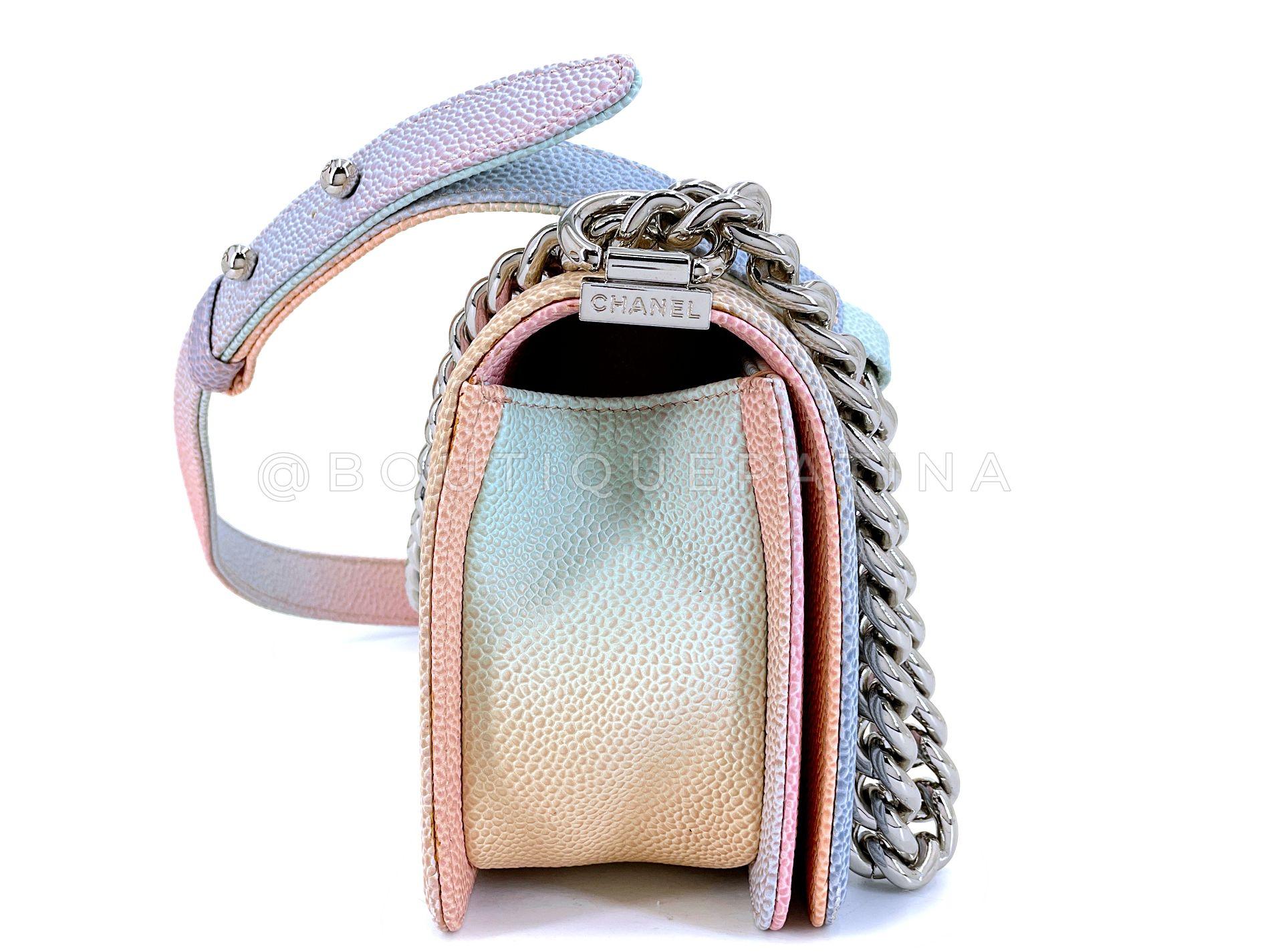 Women's Chanel 2018 Pastel Rainbow Caviar Small Boy Flap Bag SHW 68414