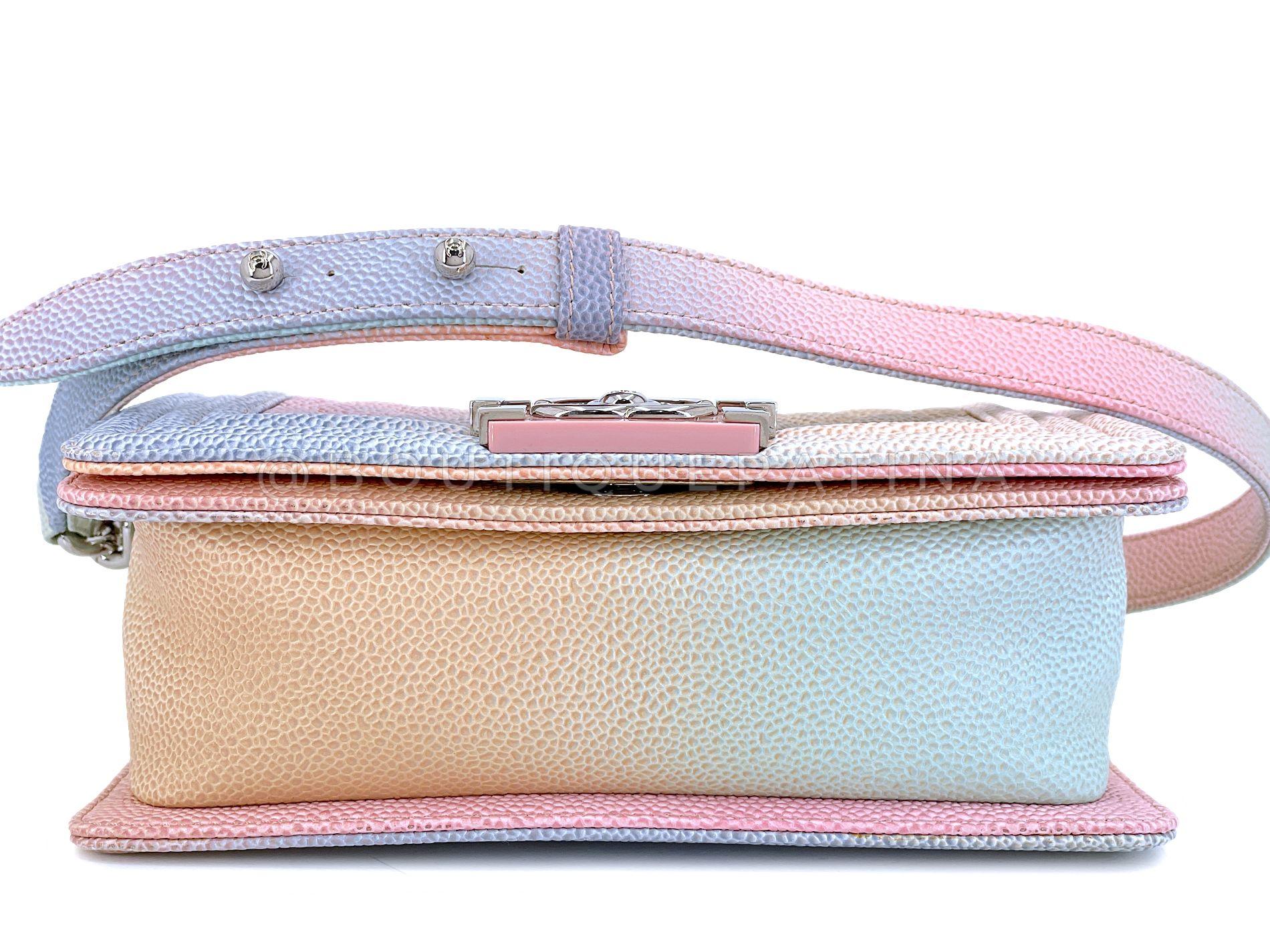Chanel 2018 Pastel Rainbow Caviar Small Boy Flap Bag SHW 68414 2