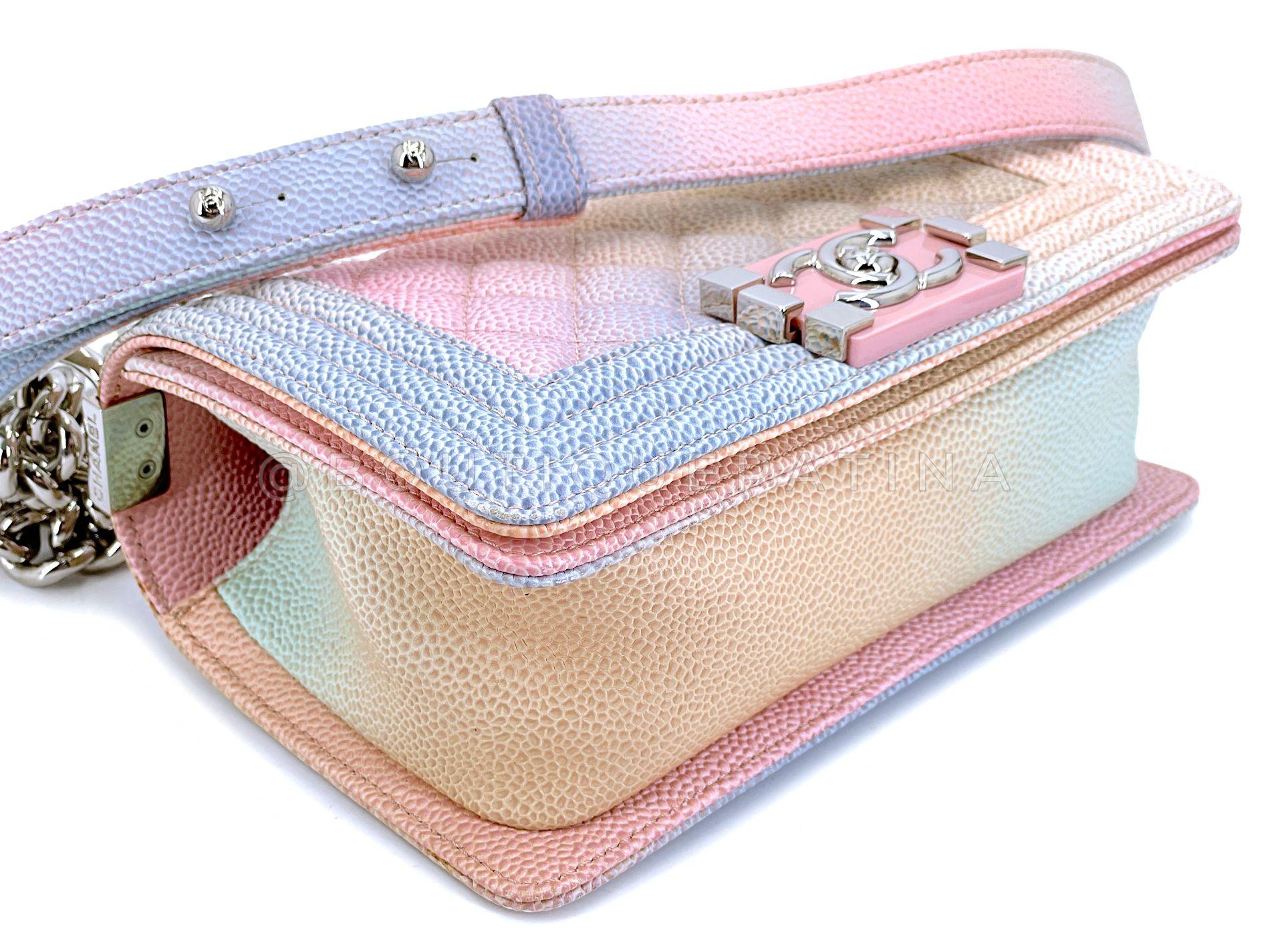 Chanel 2018 Pastel Rainbow Caviar Small Boy Flap Bag SHW 68414 3