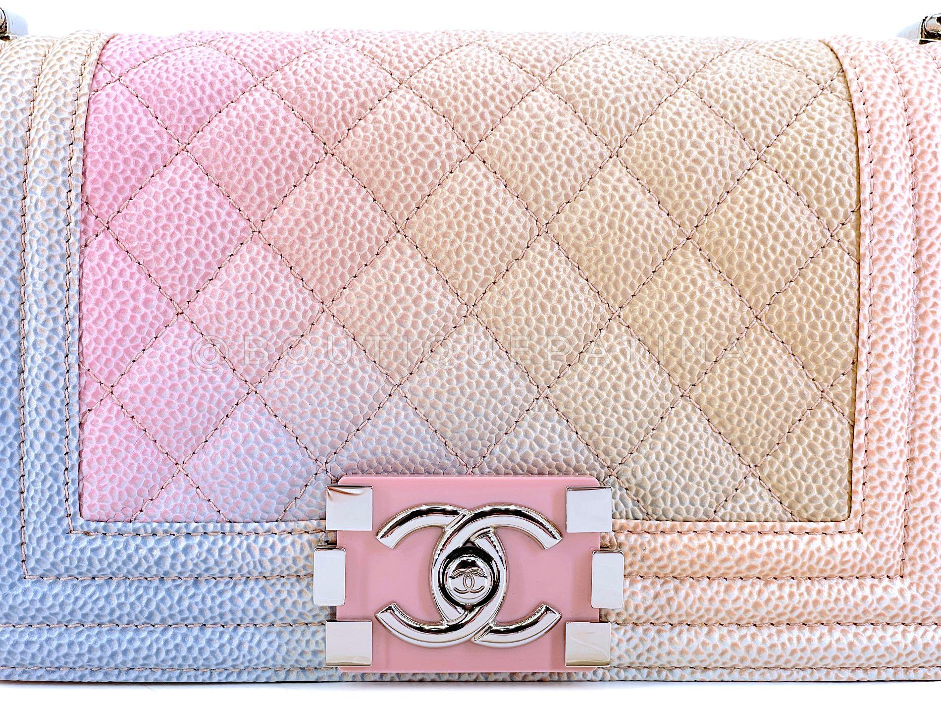 Chanel 2018 Pastel Rainbow Caviar Small Boy Flap Bag SHW 68414 4