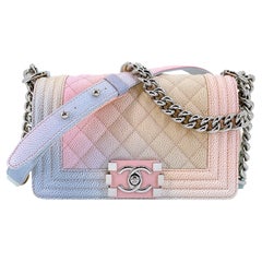 Chanel 2018 Pastel Rainbow Caviar Small Boy Flap Bag SHW 68414