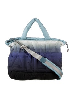 Chanel 2018 Puffer Ombré Gradient Blue Puffer Quilted Travel Shoulder Crossbody