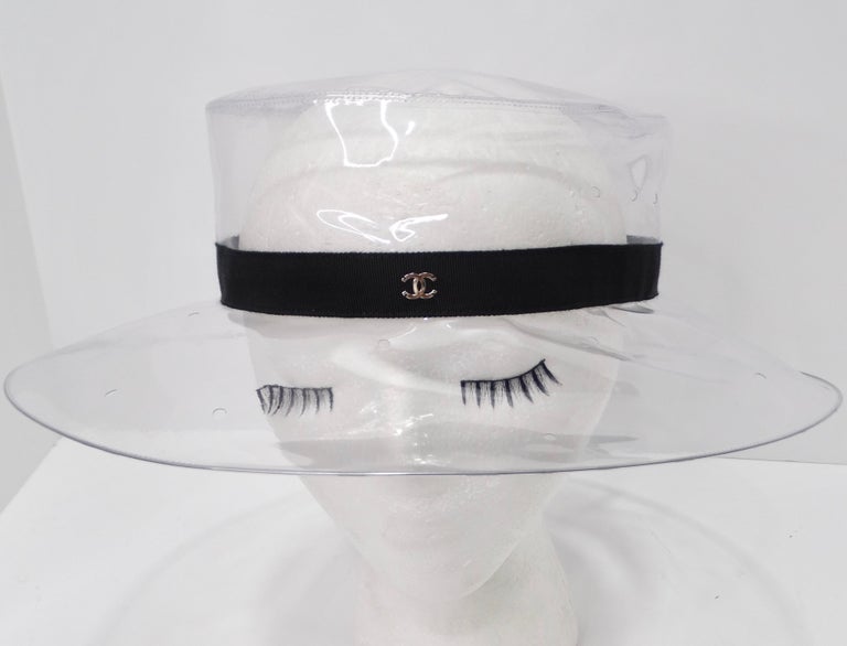 Authentic Chanel 18 SS Runway Collection CC PVC Hat Rare Vintage Chanel Runway PVC Wide Brimmed Hat at 1stDibs  main image 3