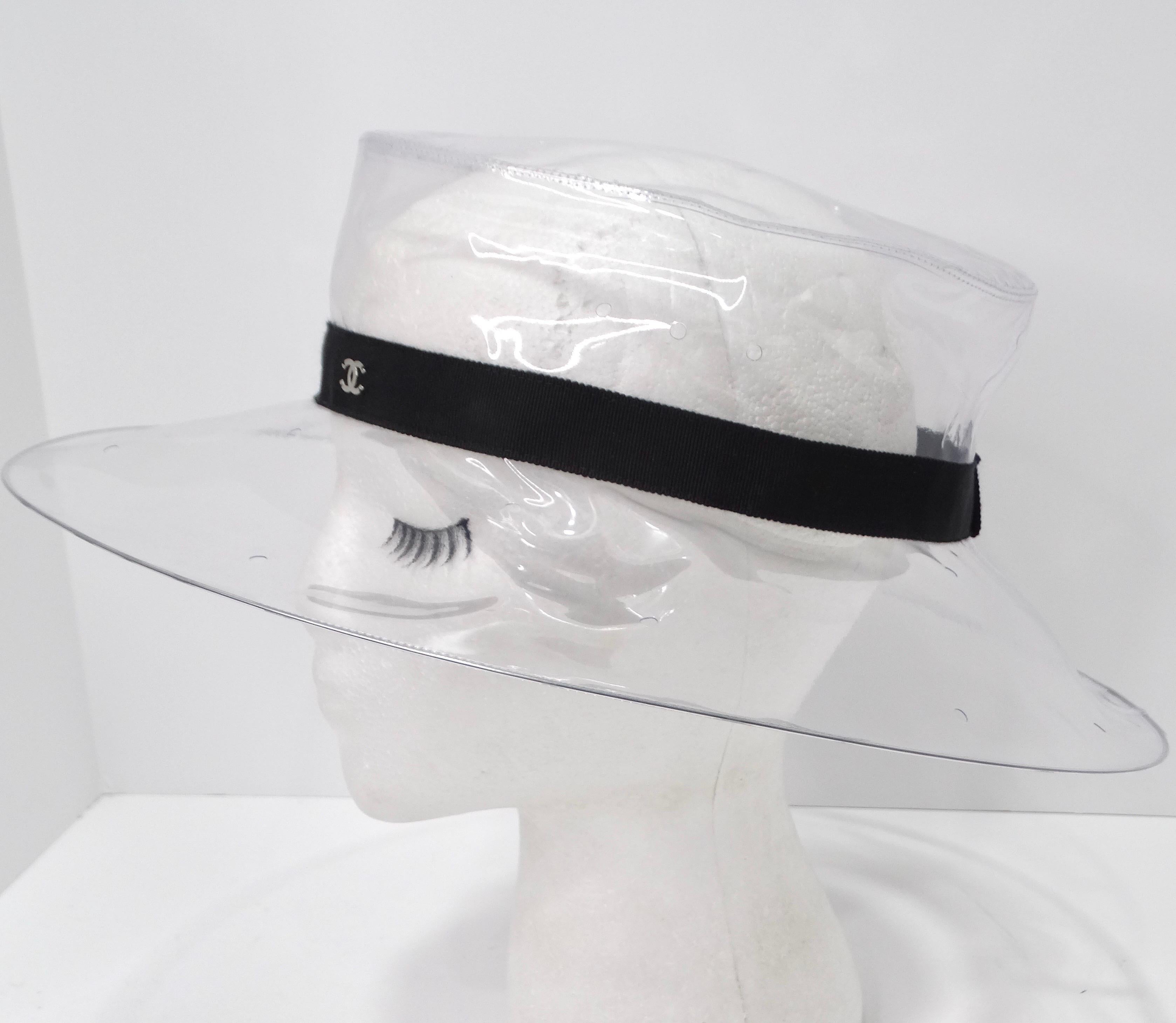 Women's Chanel 2018 PVC Vinyl CC Cloche Transparent Hat For Sale