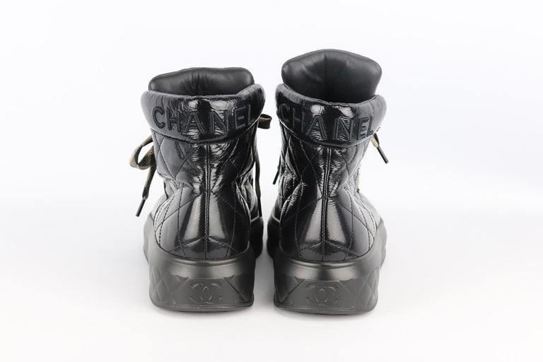Chanel 2018 Quilted Patent Leather Ankle Boots Eu 38.5 Uk 5.5 Us 8.5 For  Sale at 1stDibs