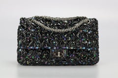 Chanel 2018 Reissue 2.55 Medium Double Flap Sequined Patent Leather Shoulder Bag