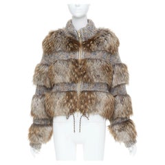 CHANEL 2018: chaqueta bomber con cremallera de la colección de pasarela, de punto de tweed con toques de piel sintética, talla FR38 M
