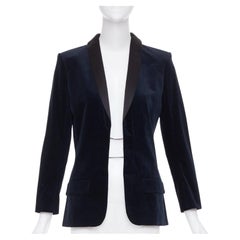 CHANEL 2018 Runway Paris Hamburg velvet satin shawl lapel tuxedo jacket FR38 M