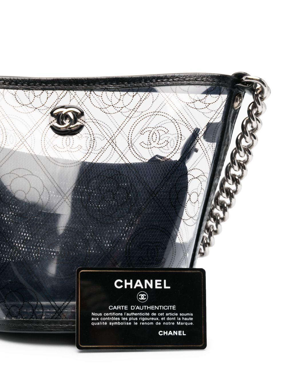 Chanel 2018 Spring Summer Transparent Clear PVC Camellia Small Mini Bucket Bag  For Sale 6