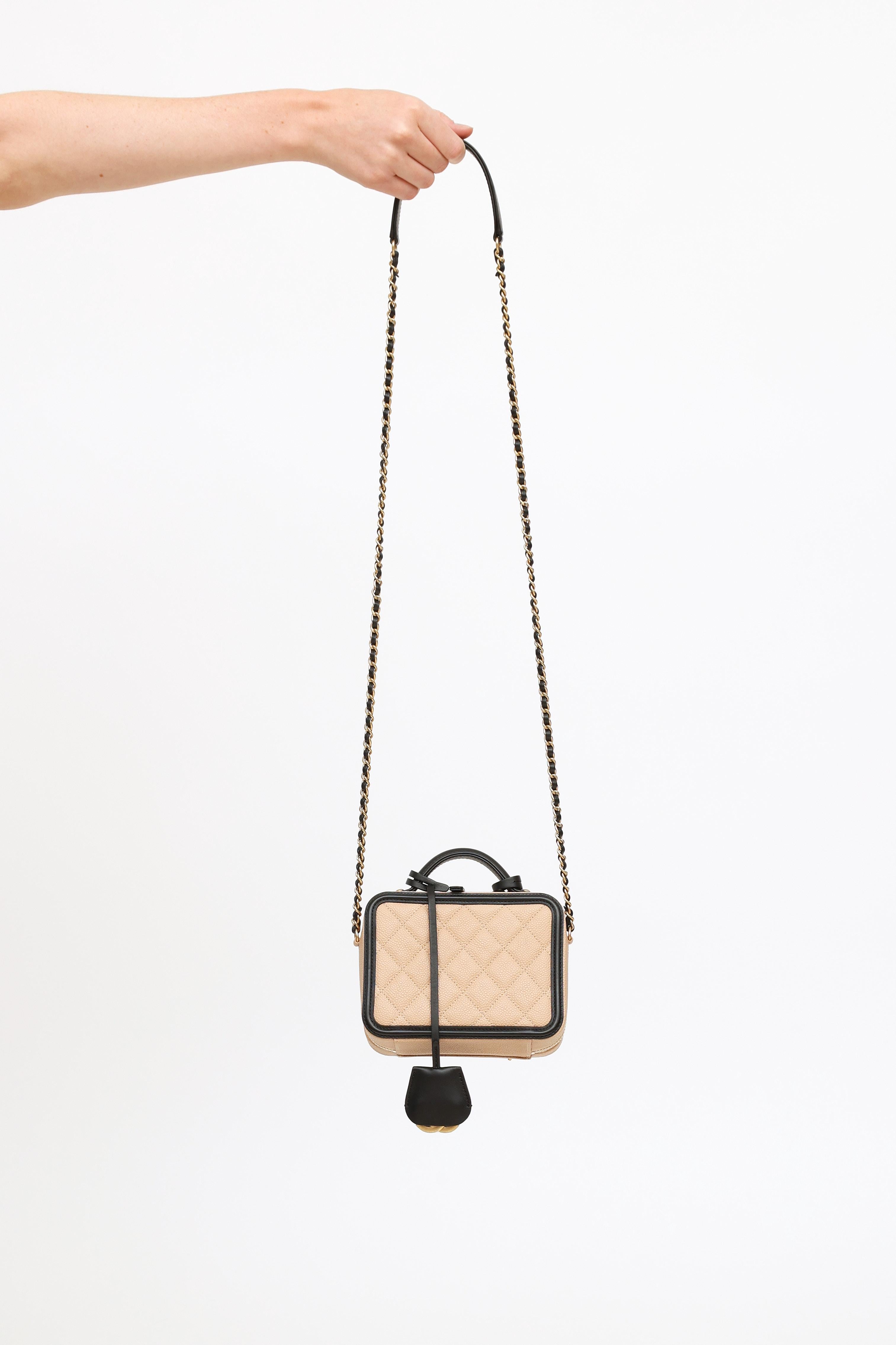 tan and black chanel bag