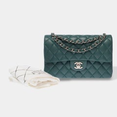 Chanel 2018 Timeless Green Quilted Caviar Leather Double Flap Bag