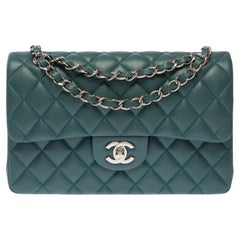 Chanel 2018 Timeless Green Quilted Caviar Leather Double Flap Bag