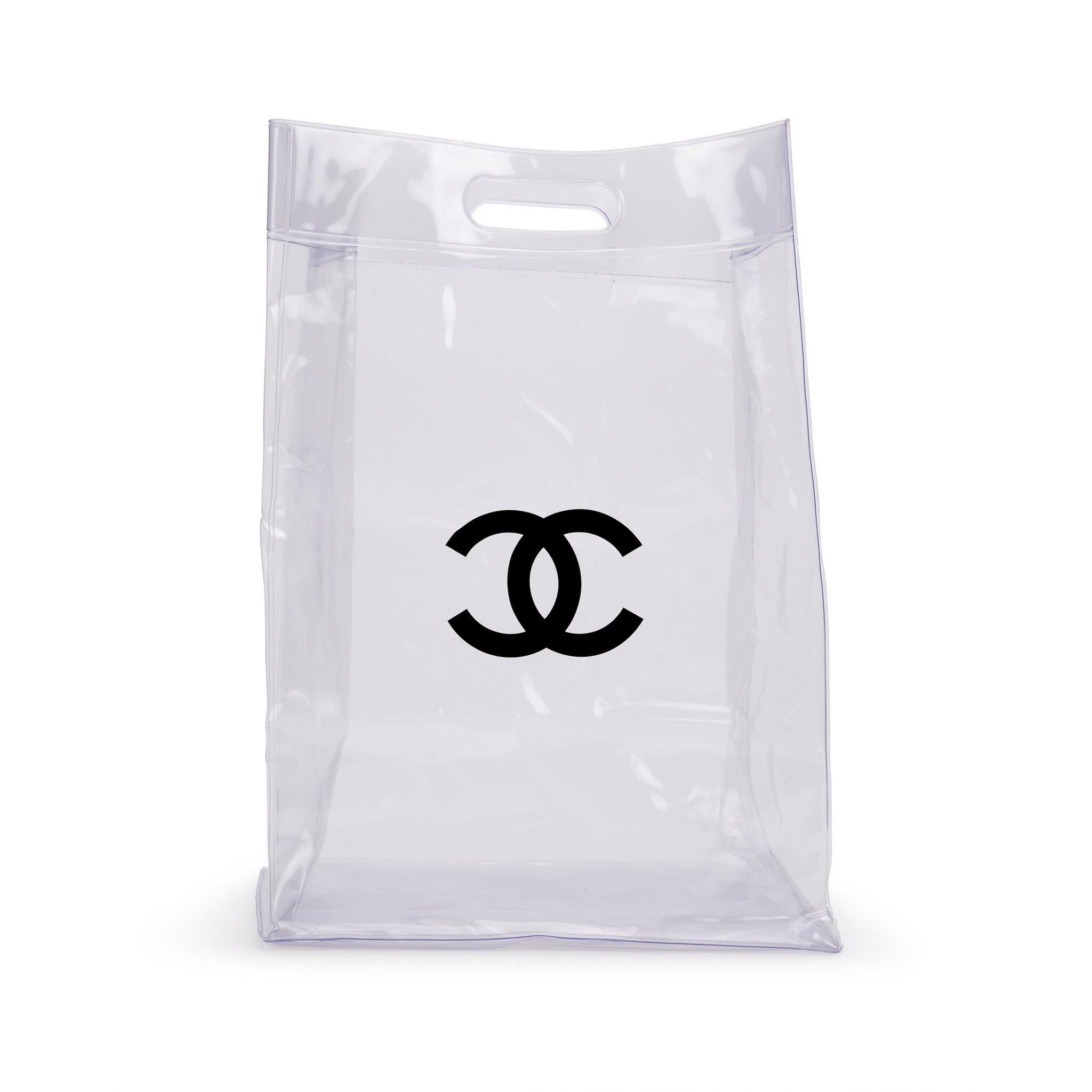 Gray Chanel 2018 Transparent Clear Plastic CC Tote Bag For Sale