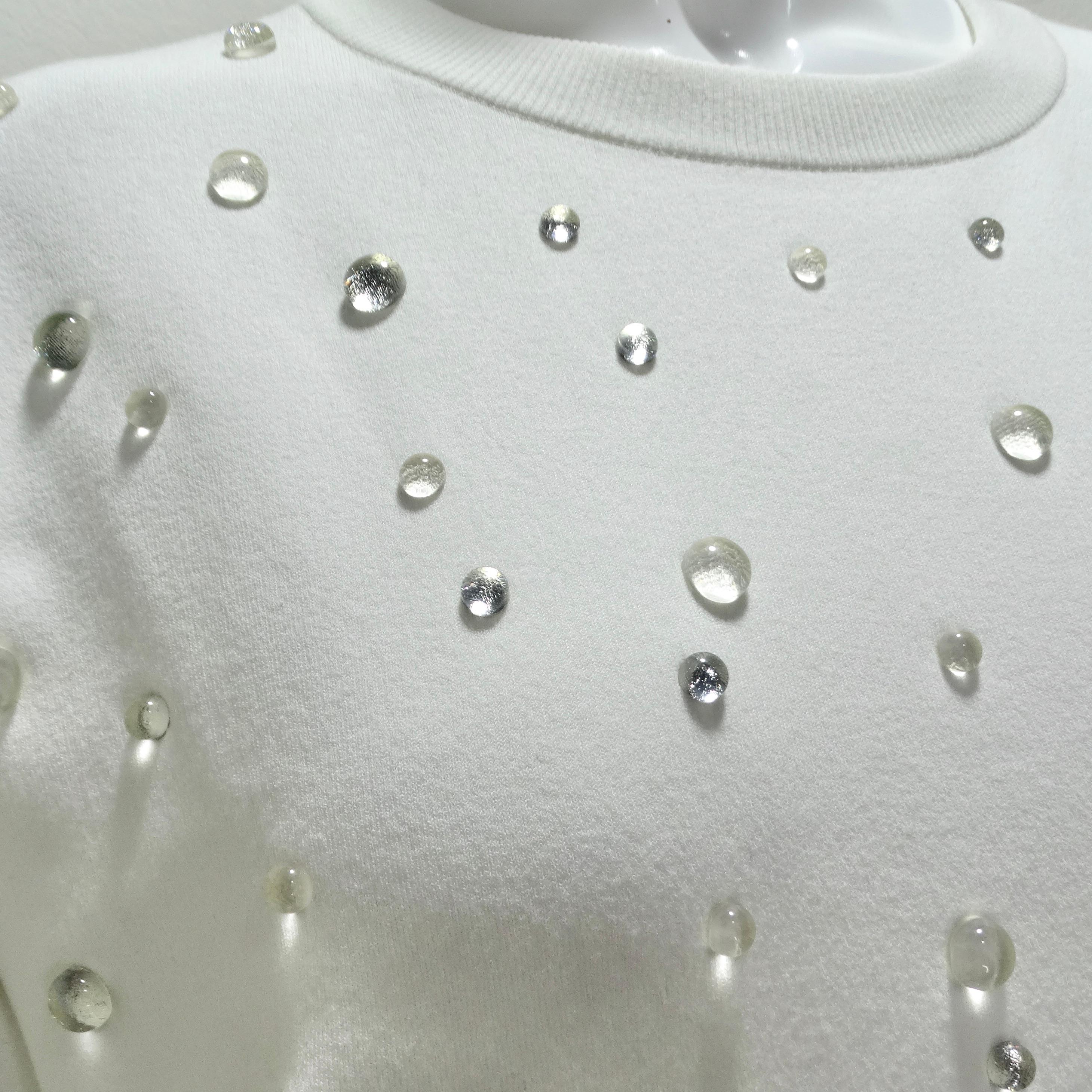 Chanel 2018 Water Drop Embellished Cotton Dress In Excellent Condition For Sale In Scottsdale, AZ
