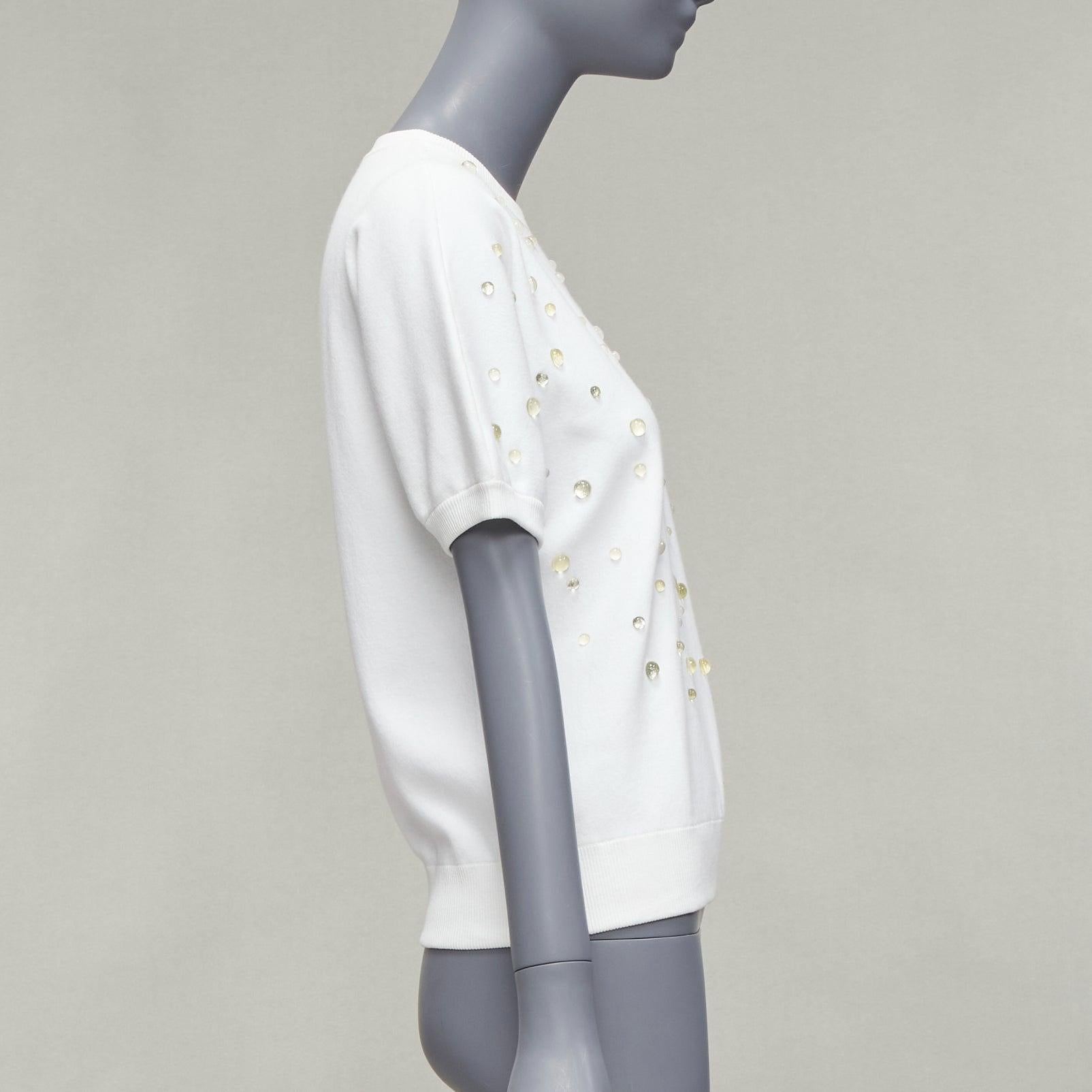 Chanel 2018 water drop embellis coton manches courtes pull pull-over FR36 Bon état - En vente à Hong Kong, NT