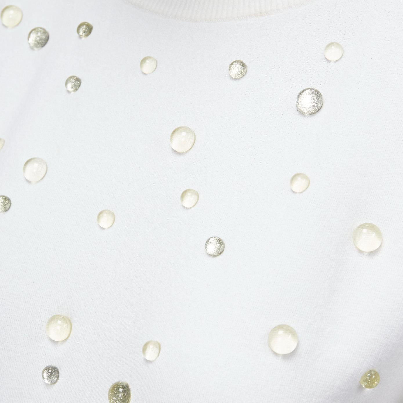 Chanel 2018 water drop embellis coton manches courtes pull pull-over FR36 en vente 2