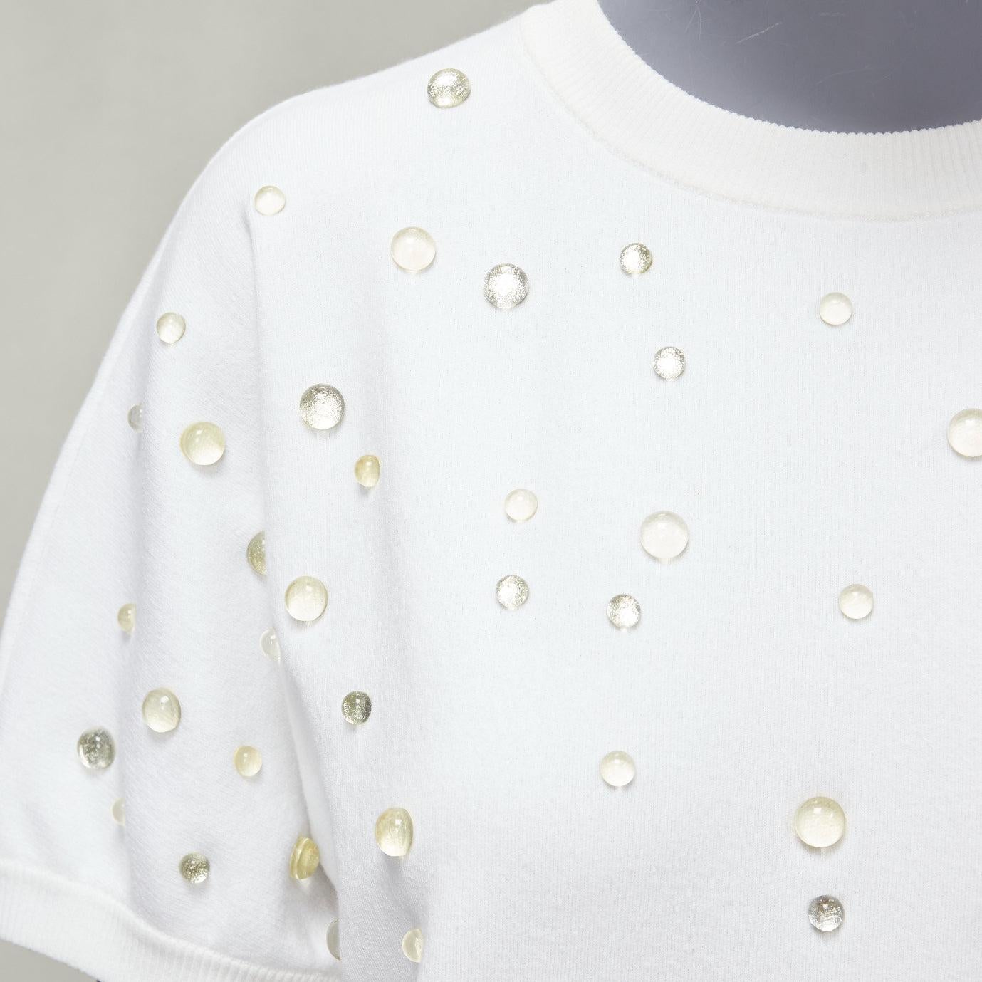 Chanel 2018 water drop embellis coton manches courtes pull pull-over FR36 en vente 3