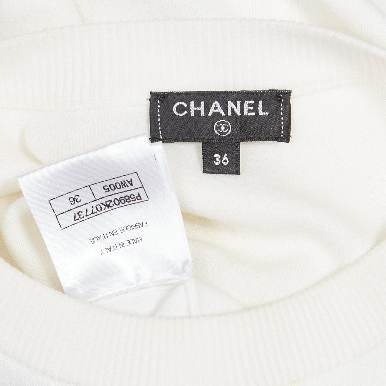 Chanel 2018 water drop embellis coton manches courtes pull pull-over FR36 en vente 4