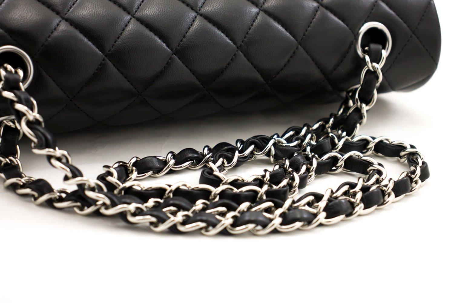 CHANEL 2019 2.55 Double Chain Flap Shoulder Bag Lambskin Black 9