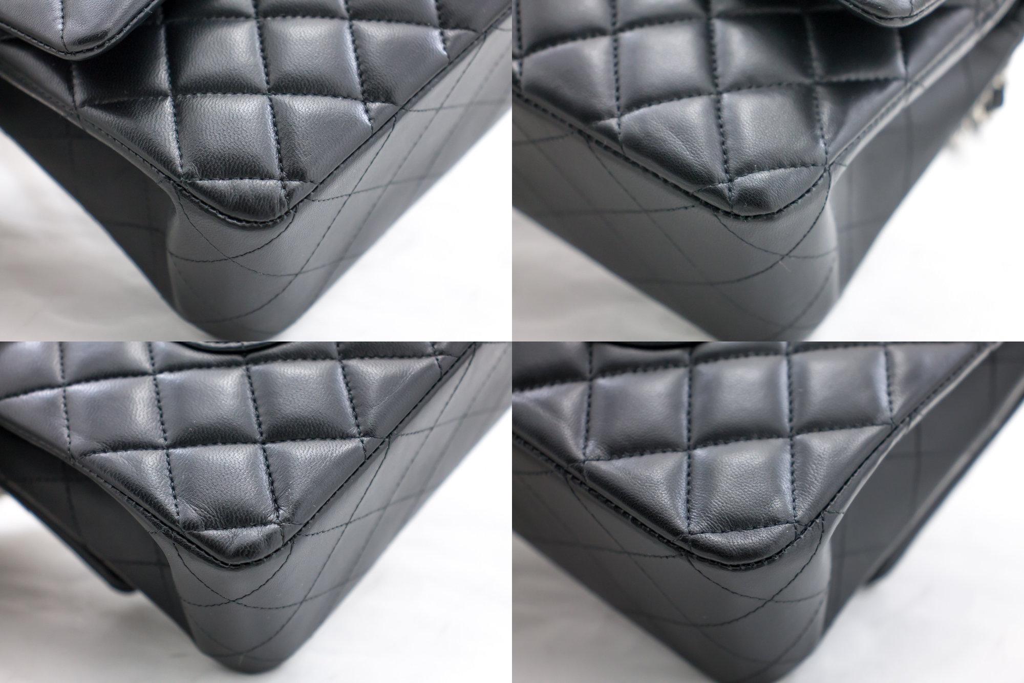 CHANEL 2019 2.55 Double Chain Flap Shoulder Bag Lambskin Black 2