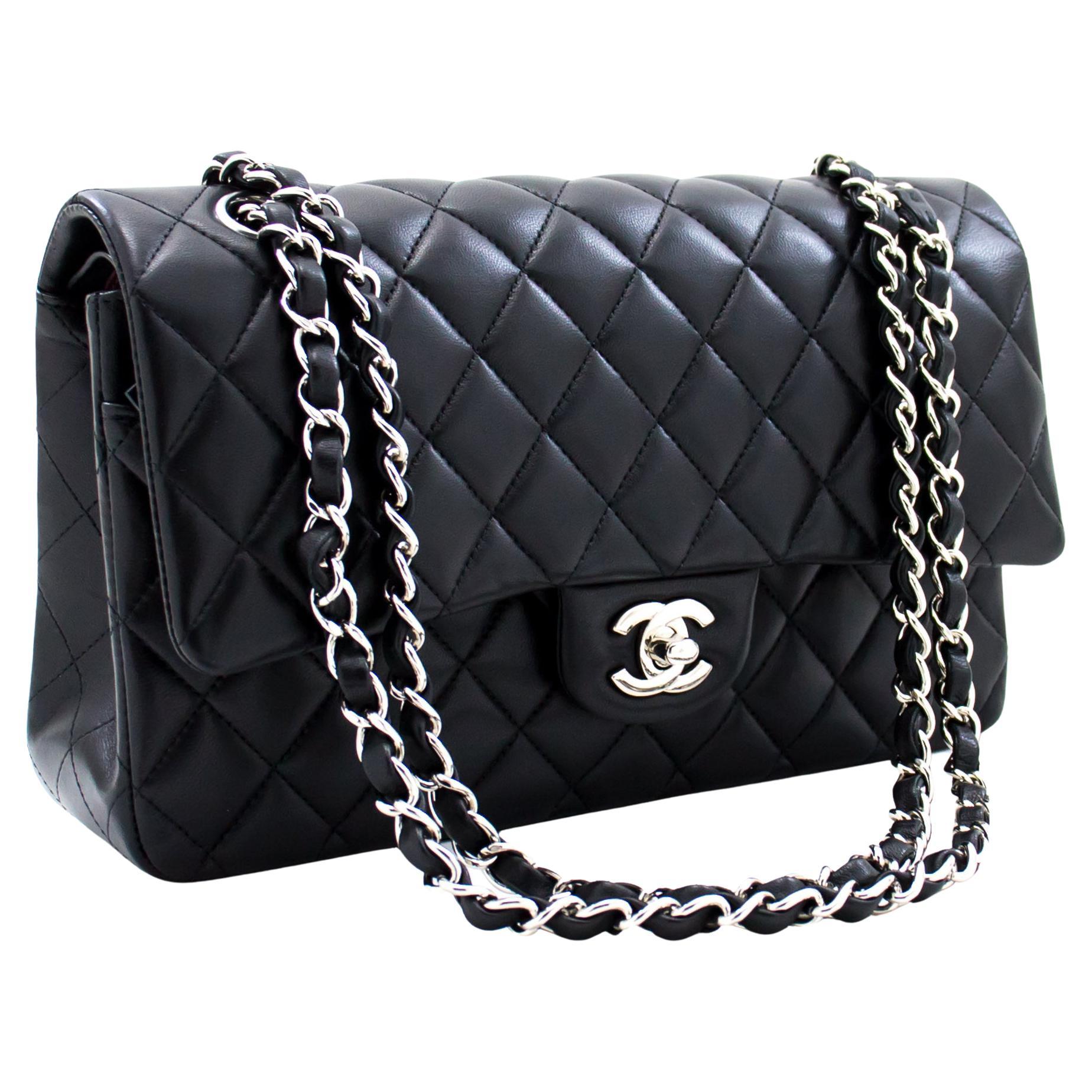 CHANEL 2019 2.55 Double Chain Flap Shoulder Bag Lambskin Black at 1stDibs