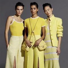 CHANEL 2019 Ad Campaign New Pastel Yellow Tweed Jacket 38 FR