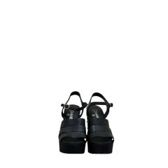 Chanel 2019 Black CC Logo Faux Pearl Platform Sandals Sz.38.5