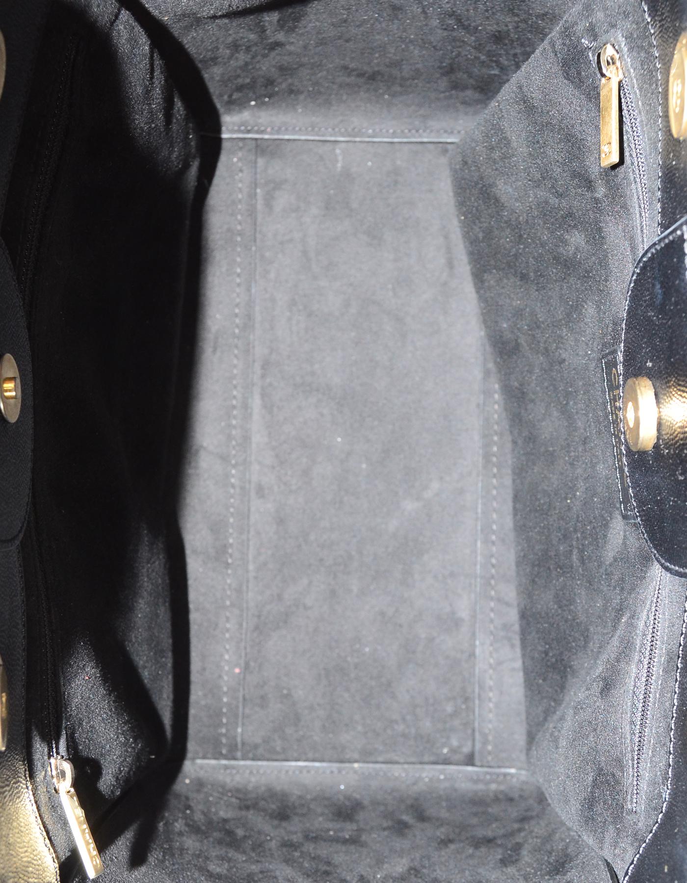 Chanel 2019 Black/Gold Caviar Leather Studded Small Deauville Tote Bag 1