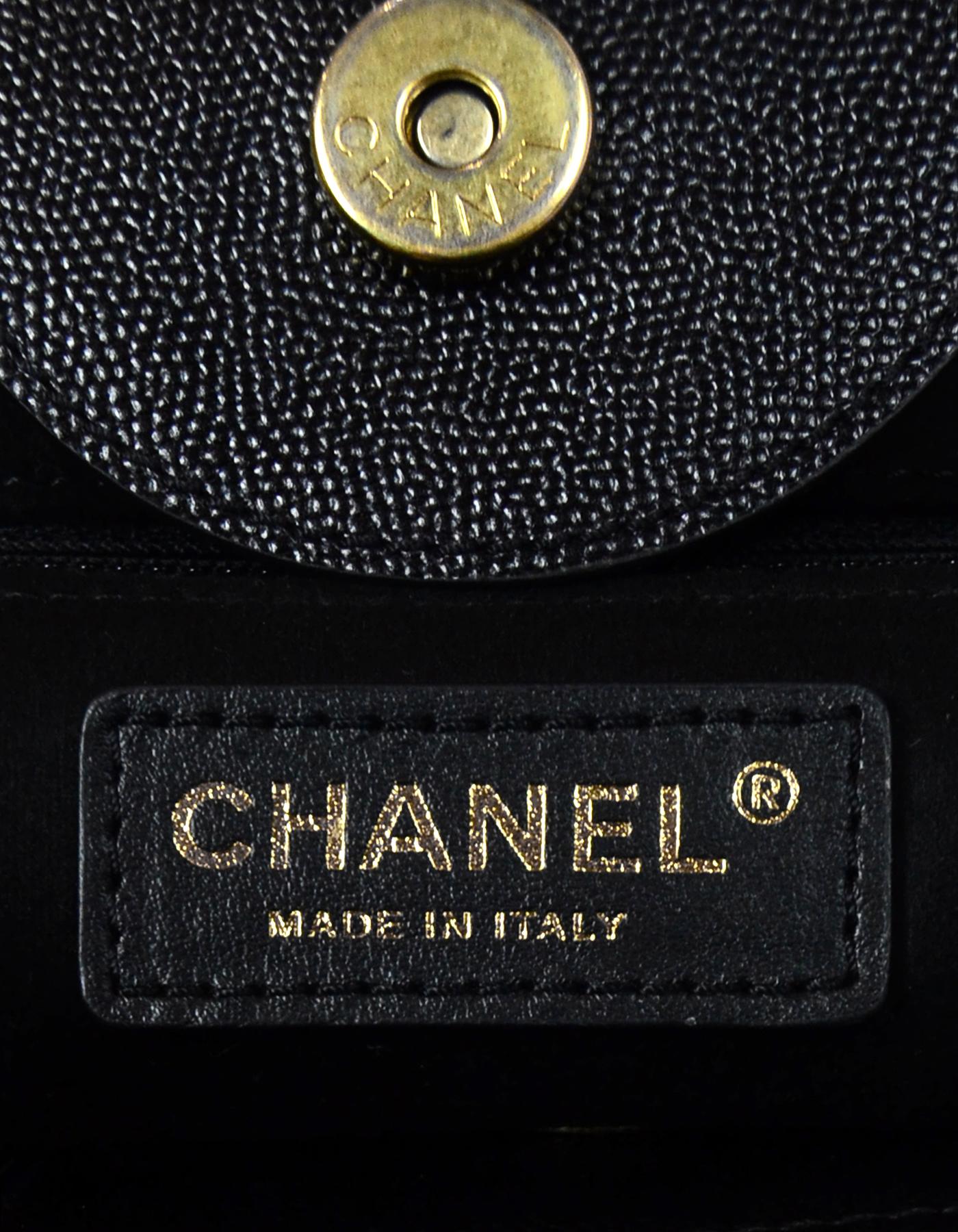 Chanel 2019 Black/Gold Caviar Leather Studded Small Deauville Tote Bag 2