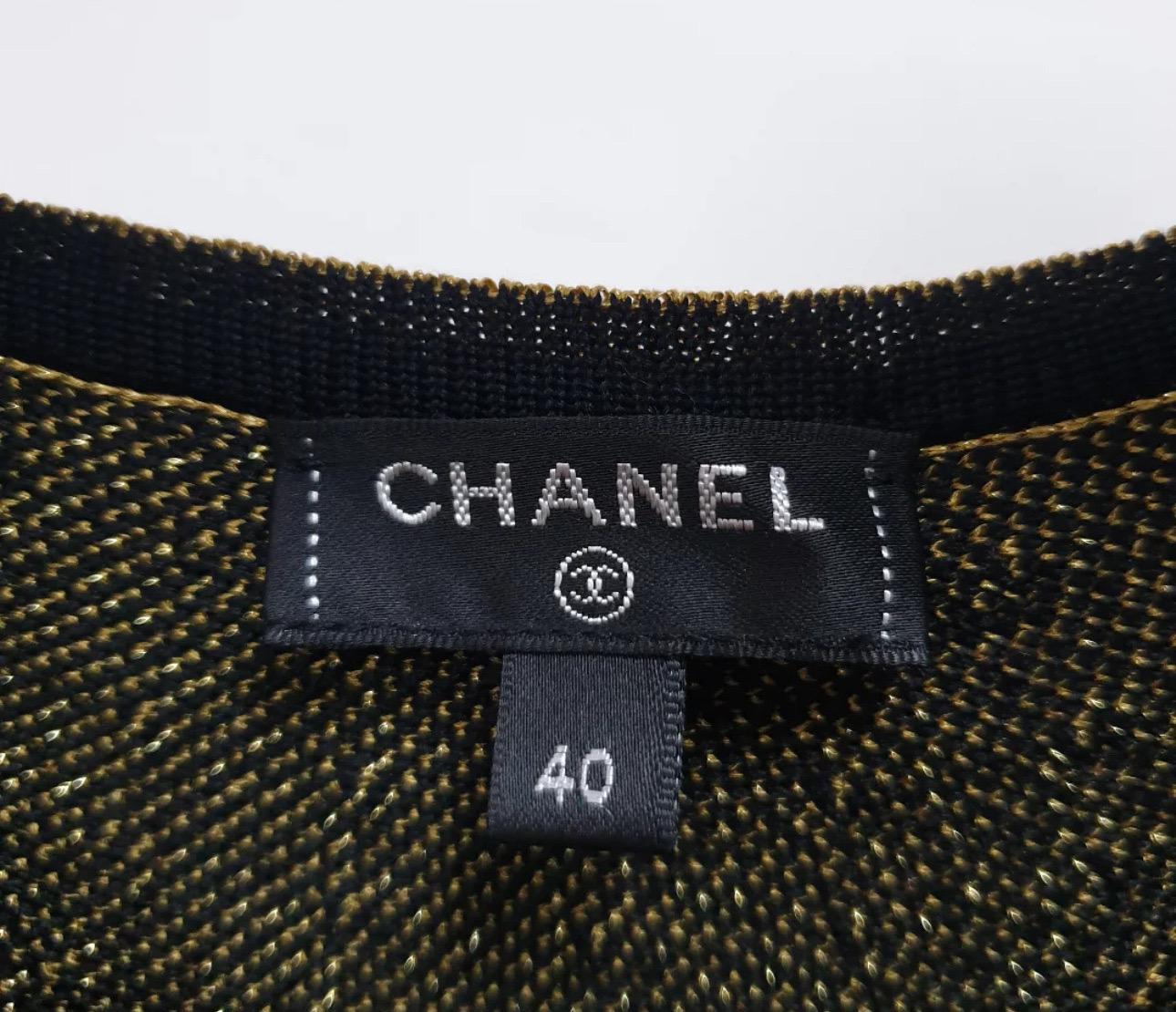 Chanel 2019 Schwarz Gold Streifen Kleid Sz.40 im Angebot 7