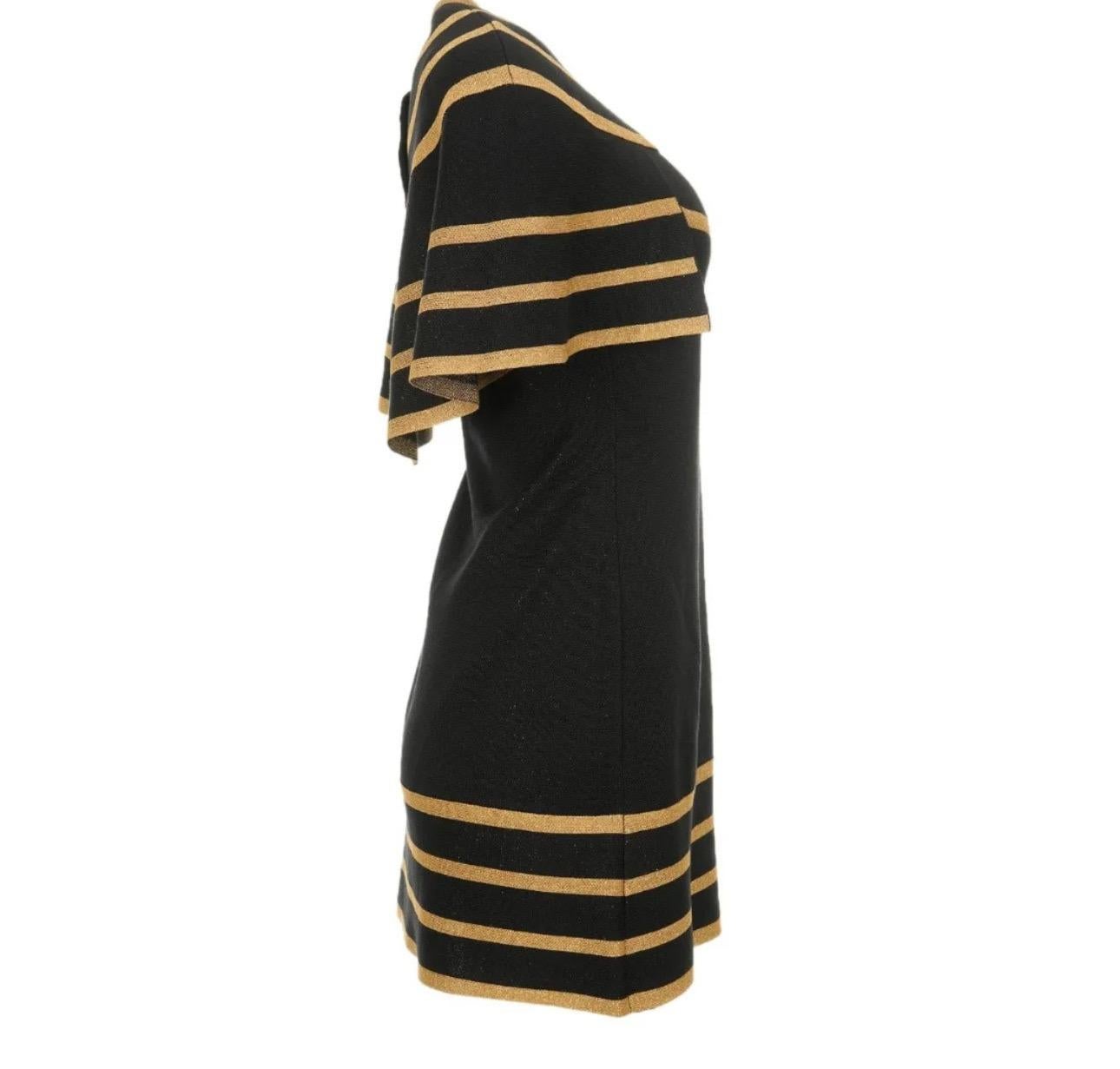 Chanel 2019 Schwarz Gold Streifen Kleid Sz.40 im Angebot 10