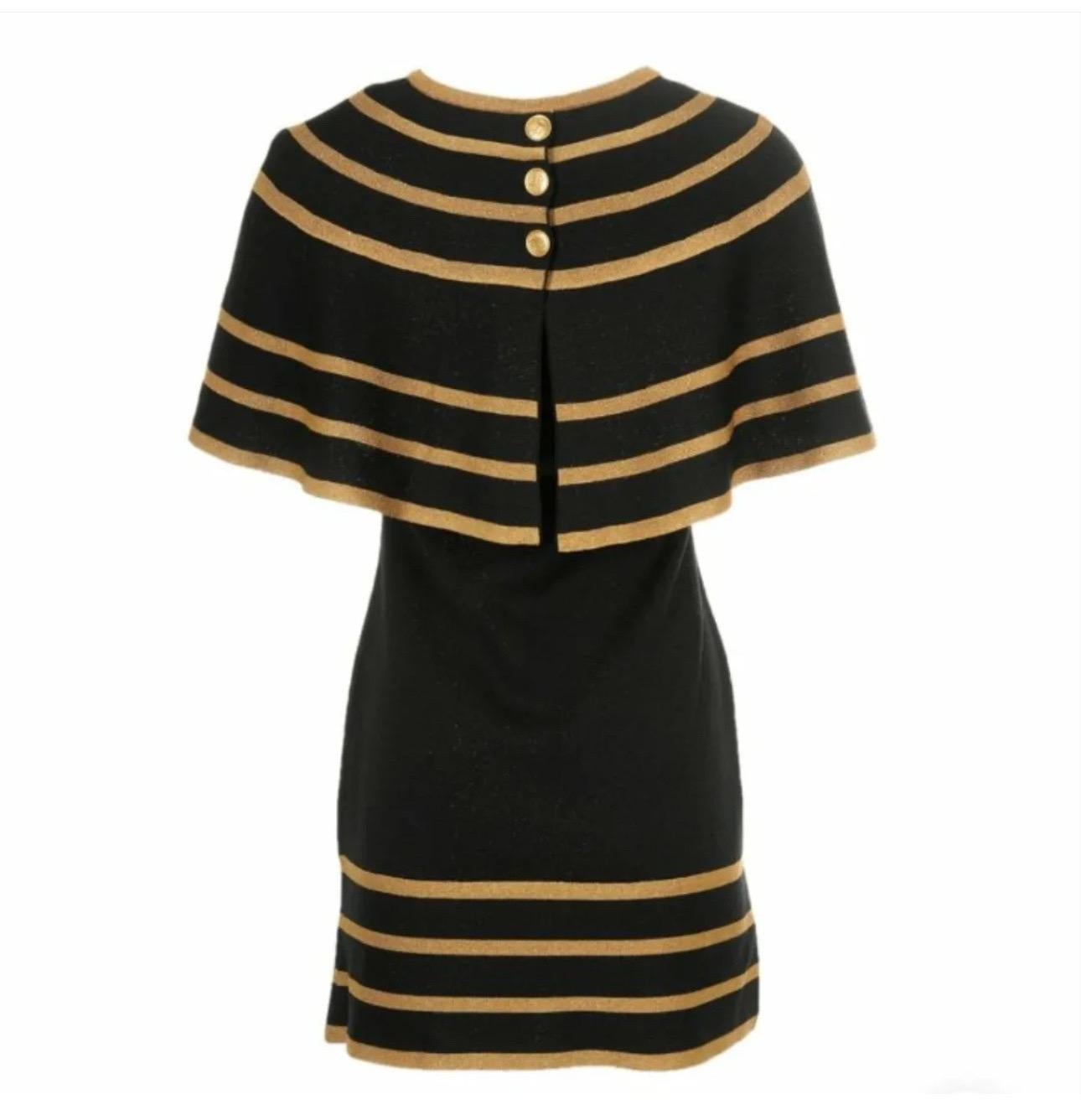 Chanel 2019 Schwarz Gold Streifen Kleid Sz.40 im Zustand „Hervorragend“ im Angebot in Krakow, PL