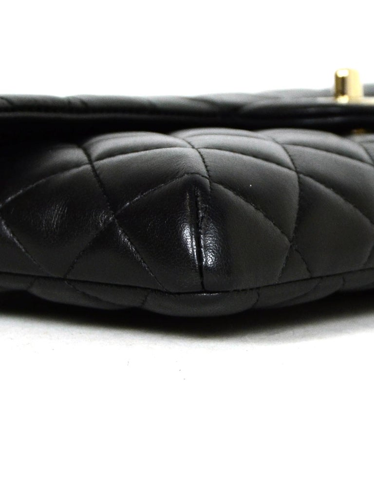 Chanel 2019 Black Lambskin Leather Quilted Classic Flap Clutch Bag For Sale  at 1stDibs